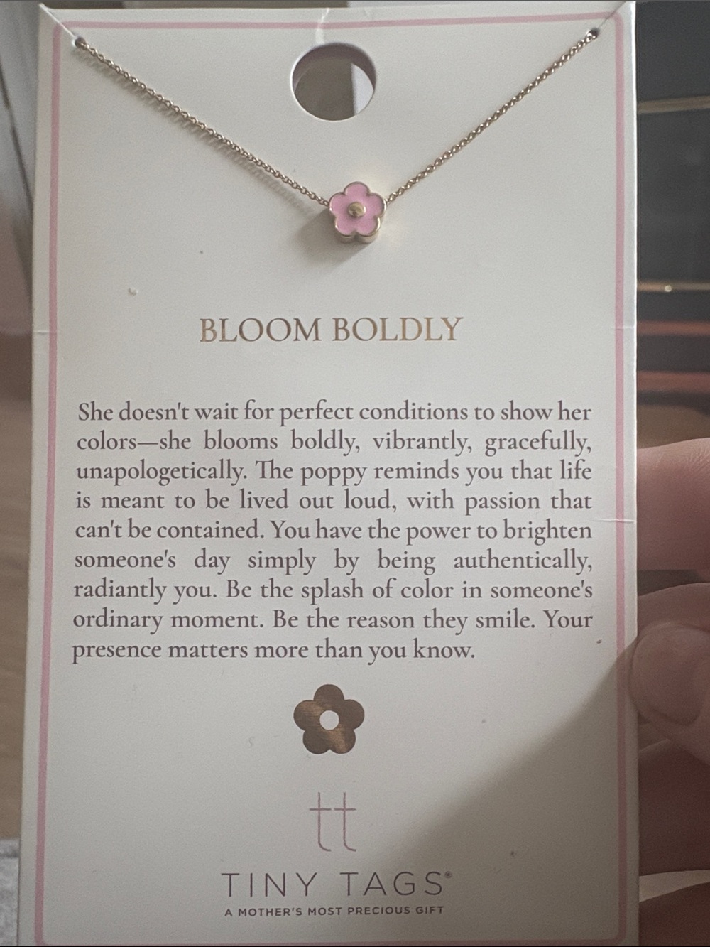 Pink Flower Pendant Necklace in Gold